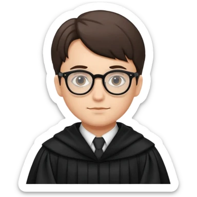 Young judge with glasses and robe sticker