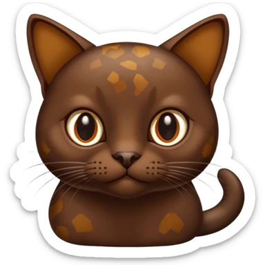dark chocolate brown burmese cat with tortoise shell fur with small patchy areas  sticker