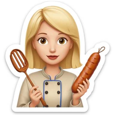 Naked blonde holding weiner sticker