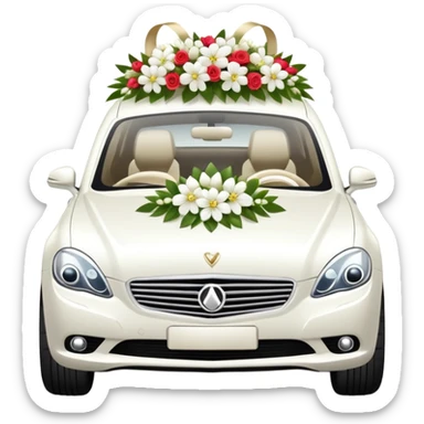 luxury car with wedding decorations, horizontal sticker