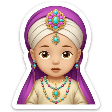  baby, dressed in colorful ghalibiya with delicate decorations sticker