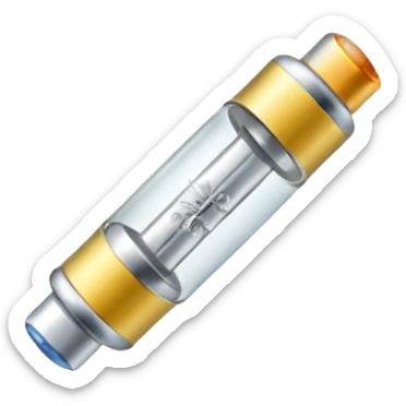 tiny glass fuse with metal caps. sticker