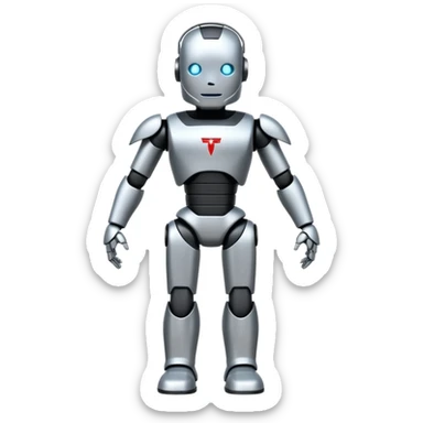 fullbody tesla bot, slightly smiling sticker