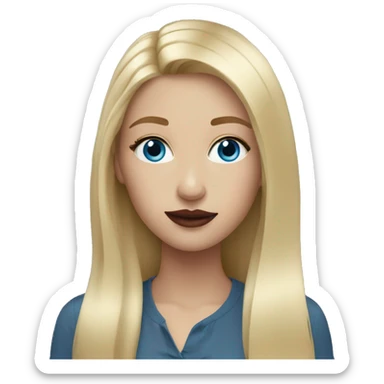 girl long blonde hair blue eyes and bordeaux lipstick sticker