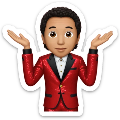 Smokey Robinson with dark brown hair, red sequin outfit sticker