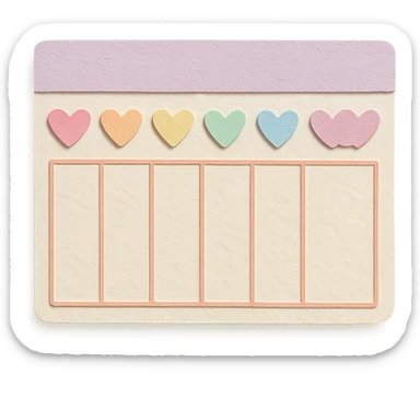 soft pastel kawaii weekly planner box with pastel heart icons sticker