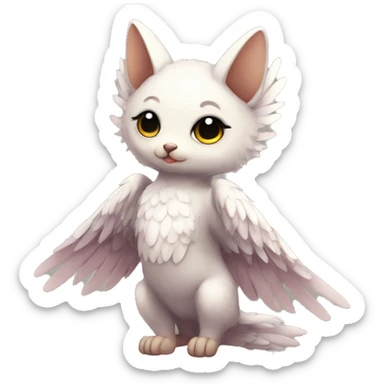 Anthro shy cute kawaii winged animal hybrid full body sticker