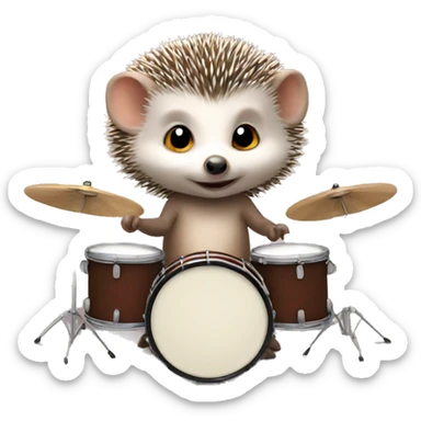 baby hedgehog playing the drums sticker