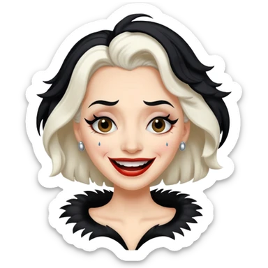 cruella de vil crying of laughter sticker
