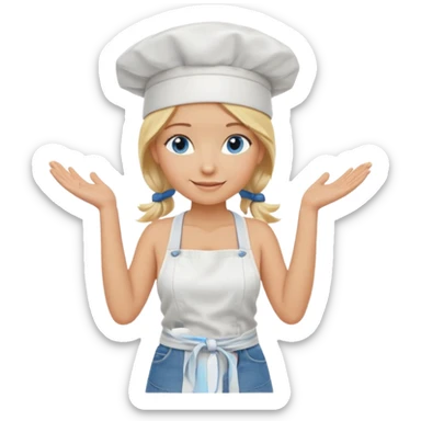 Sexy Full body  pretty
Long Blonde hair blue eyed female chef wearing white tank top, denim shorts and chef hat arms folded sticker