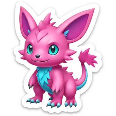lush pastel-bright-vibrant warm-colored modern colorful neon-colored Fakémon-Digimon-Fionbri-Trico-creature (full body) sticker