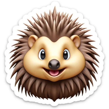Cinematic Comical Echidna Portrait Emoji, Head tilted dramatically with an exaggeratedly amused expression, featuring a quirky, spiky fur with a scrunched-up face and wide, expressive eyes full of playful disbelief, Simplified yet hilariously expressive features, highly detailed, glowing with a slightly sassy glow, high shine, dramatic yet playful, stylized with an air of cheeky mischief, bright and endearing, soft glowing outline, capturing the essence of a spirited and over‐the‐top echidna, so meme‐worthy it feels like it could prick its way into internet fame instantly! sticker