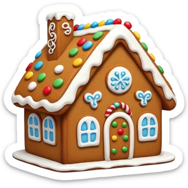gingerbread house cookie with white icing sticker