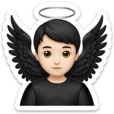 Créé un emojis avec une tenue complète d'ange et des ailes noir de demon sticker
