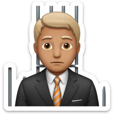 A man in a suit behind bars sticker