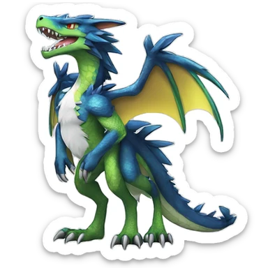  Cool Edgy Cute Shiny Colorful Digimon-Reptile-Dragon-Sergal full body sticker