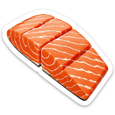 create a  half cut Slice of Salmon

Camera angle: slightly elevated top-down view with a gentle bird’s-eye perspective (about 15–20°), identical perspective and scaled do not add anything  on plate only the slice of salmon  sticker
