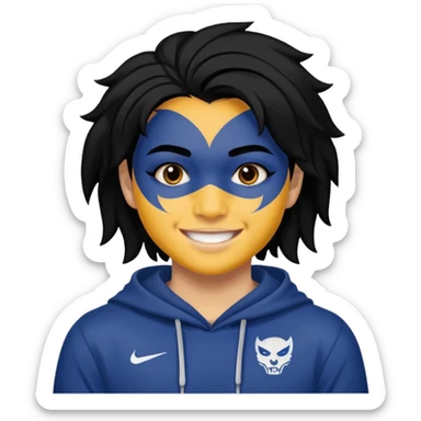 A black hair teen supporter with bold full-face paint, smiling with fierce team spirit. sticker