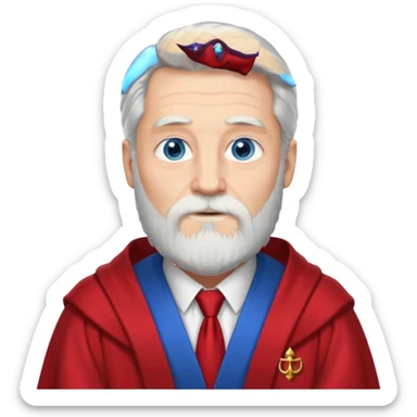An older man with long white hair and beard, wearing a red tie and robe (possibly inspired by Dumbledore). sticker