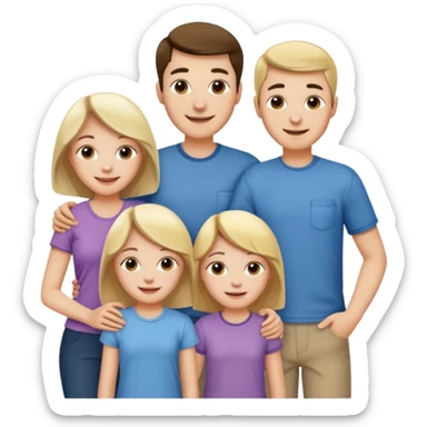 Happy family of 5: mom, dad, two sisters and brother sticker