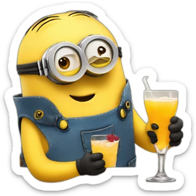 A minion having an aperitif sticker