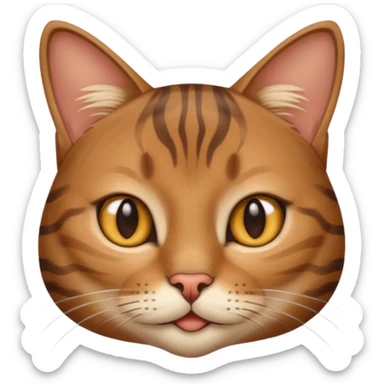 brown female tabby cat, simple and expressive face sticker