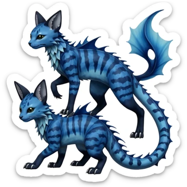 Epic complex abyssal fantasy divine glorious detailed dark dusky gloomy deep gothic gloomy cobalt-blue-abyss-blue-black-greyish, realistic Fakémon-Sprigatito-Floragato-Meowscarada-Vaporeon-Salandit-Trico-Sergal-Serval-Vernid-creature (full body) with mermaid-ears, tail fin, shiny sparkly, abyssal sticker