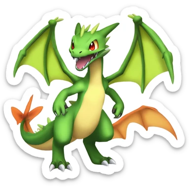 Anthro Cool Edgy Legendary Fakemon-Pokémon-Flygon-Charizard-Fantasy-Creature With Full Body Detailed High Quality sticker