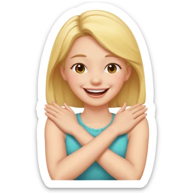 Arms crossed holding neck laughing girl sticker