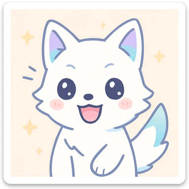 white anime wolf laughing, stylized, bold lines, anime influence sticker