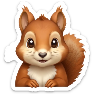 cinematic-cute-squirrel-portrait-emoji,-head-tilted-playfully-and-inquisitively,-featuring-a-fluffy,-vibrant-auburn-fur-with-a-delicate-cream-belly-and-a-bushy-tail,-round,-sparkling-eyes-filled-with-curious-mischief, sticker