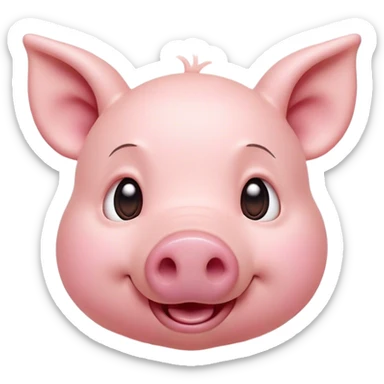 Cinematic Comical Piglet Portrait Emoji, Head tilted dramatically with an exaggeratedly amused expression, featuring a strikingly soft rosy-pink hide with a tiny, playful snout, wide, expressive beady eyes filled with playful disbelief, Simplified yet hilariously expressive features, highly detailed, glowing with a slightly sassy glow, high shine, dramatic yet playful, stylized with an air of cheeky mischief, bright and endearing, soft glowing outline, capturing the essence of a spirited and over-the-top piglet, so meme-worthy it feels like it could squeal its way into internet fame instantly! sticker