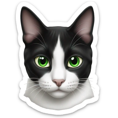 Black and white tuxedo cat with green eyes sticker