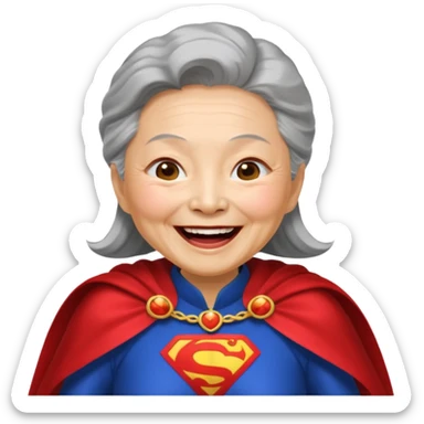 Laughing crazily elderly Chinese superwoman sticker
