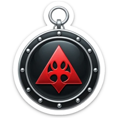 iOS sticker, dark fantasy amulet, black base, red symbol, minimal sticker