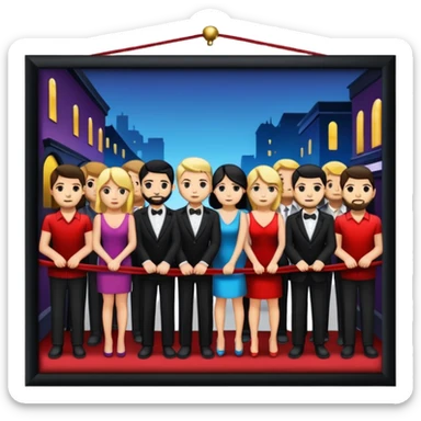 long queue behind the velvet rope, outside a nightclub sticker