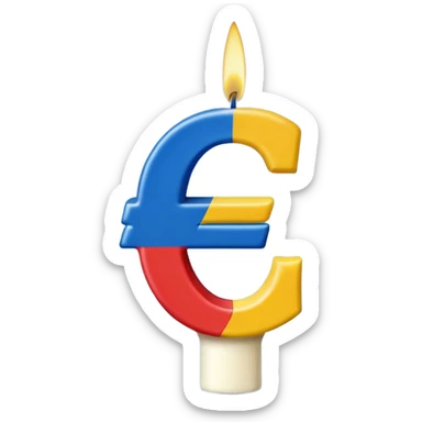 Letter € birthday candle  sticker