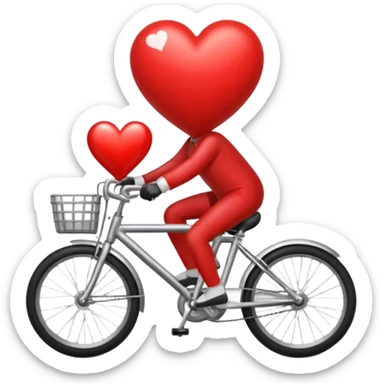 a heart emoji riding a bicycle sticker