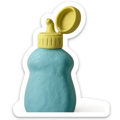 close-up of dish soap bottle in claymation style with cap open, soft lighting, pastel colors sticker