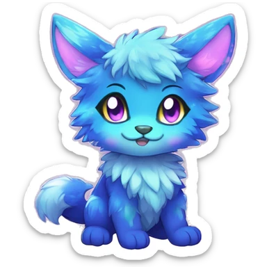 Anthro Fluffy Cool Cute Magical Elemental Shiny Colorful Neon Vibrant Colors Sparkle Kemono-style Chibi Fantasy-Animal-Fakémon-Pokémon-Hybrid Fur Sona Aesthetic Full Body sticker