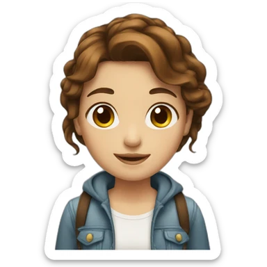 Girl with a brown hair and pretty  sticker