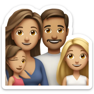 Puerto rican beard short brown hair  husband with blond long hair wife and brown long hair daughter Family  sticker