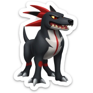 Black Cool Edgy Nargacuga-Houndoom-Garchomp Fakémon  with White and Red Edgy markings sticker