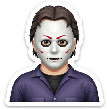 michael myers black eyes in the mask and upper torso sticker