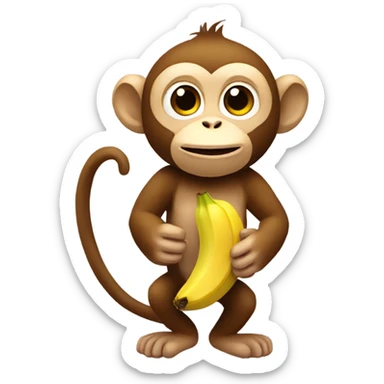 Monkey with a peeled banana sticker