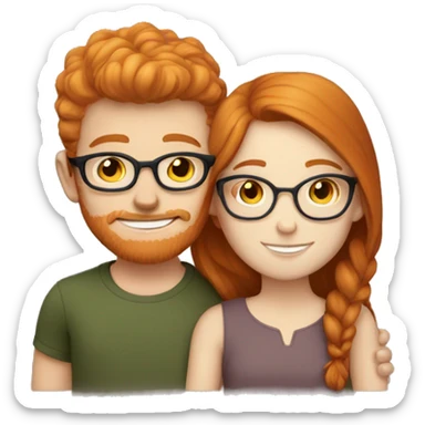 Ginger haired white girl and BROWN haired white boy with glasses hugging  sticker