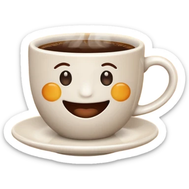 steaming cup of coffee with sun rays, friendly vibe, good morning emoji sticker