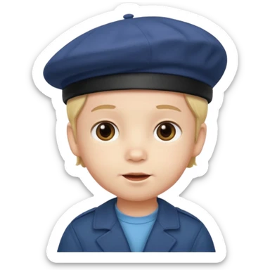 male toddler with beret sticker