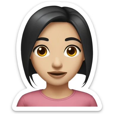 Girl with fair skin, long-ish black hair, and dark hazel-ish eyes sticker