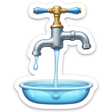 
water pouring from an old tap, 1980 sticker